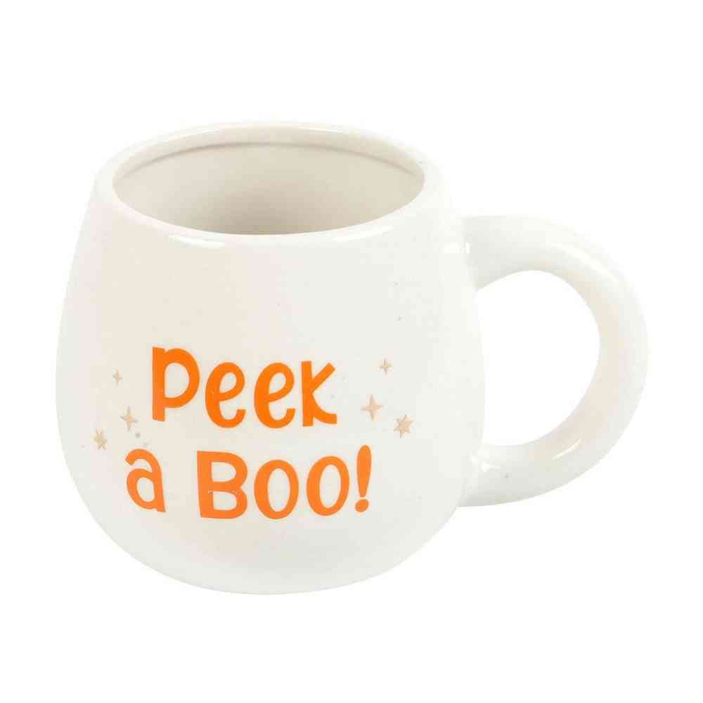 Peekaboo Ghost inside Rounded Mug, Halloween Ghostly Friend Mugs & Cups Spirit of equinox Quirky Turkey Gifts
