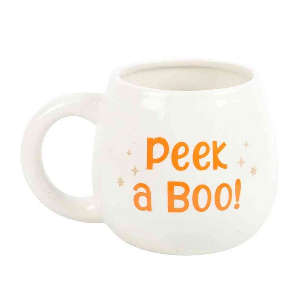 Peekaboo Ghost inside Rounded Mug, Halloween Ghostly Friend Mugs & Cups Spirit of equinox Quirky Turkey Gifts