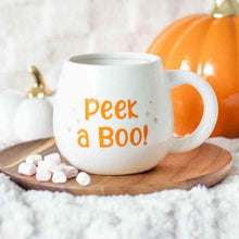 Peekaboo Ghost inside Rounded Mug, Halloween Ghostly Friend Mugs & Cups Spirit of equinox Quirky Turkey Gifts