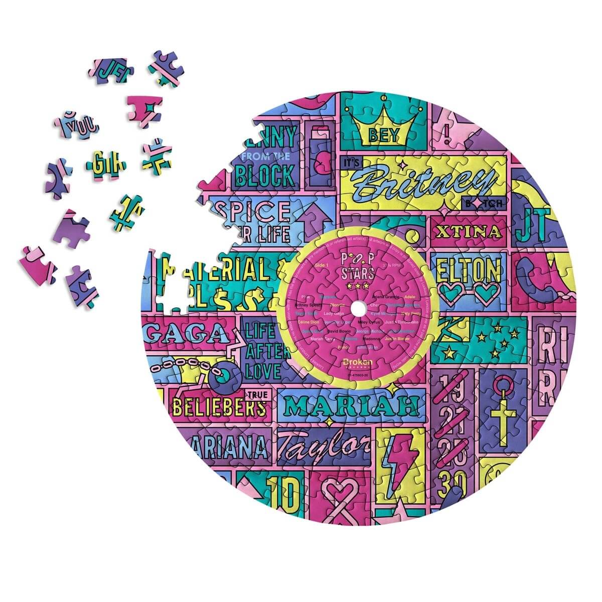 Pop Stars, Broken Records, Unique vinyl LP-shaped Jigsaw puzzles Gadgets SuckUK Quirky Turkey Gifts