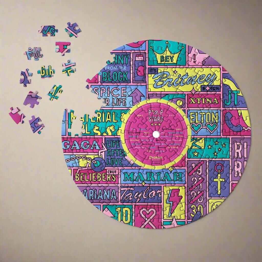 Pop Stars, Broken Records, Unique vinyl LP-shaped Jigsaw puzzles Gadgets SuckUK Quirky Turkey Gifts