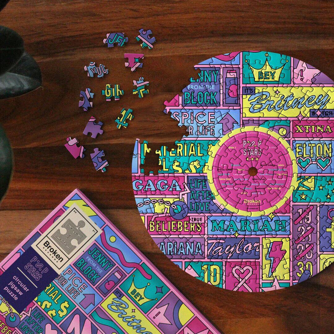 Pop Stars, Broken Records, Unique vinyl LP-shaped Jigsaw puzzles Gadgets SuckUK Quirky Turkey Gifts