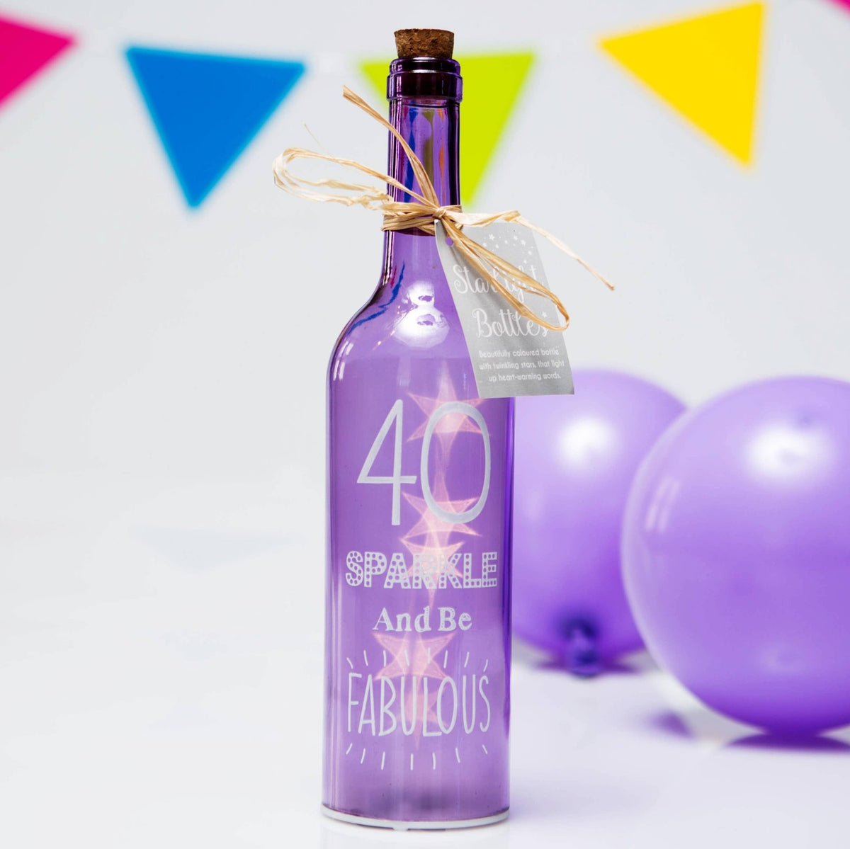 40th Birthday Starlight Bottle | LED Light Gift | Boxer Gifts Quirky Turkey Gifts