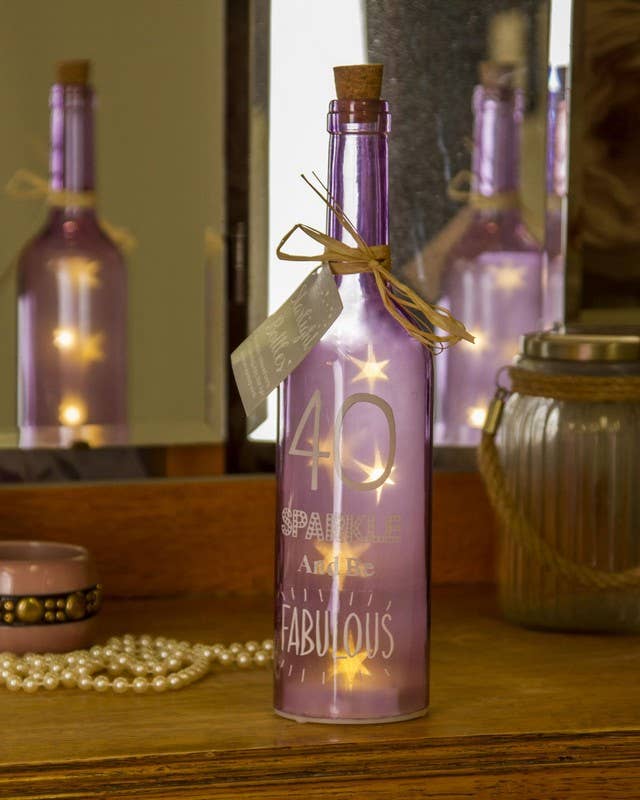 40th Birthday Starlight Bottle | LED Light Gift | Boxer Gifts Quirky Turkey Gifts