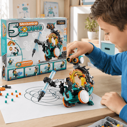 5-in-1 Mechanical Coding Robot STEM Kit | Construct & Create Quirky Turkey Gifts