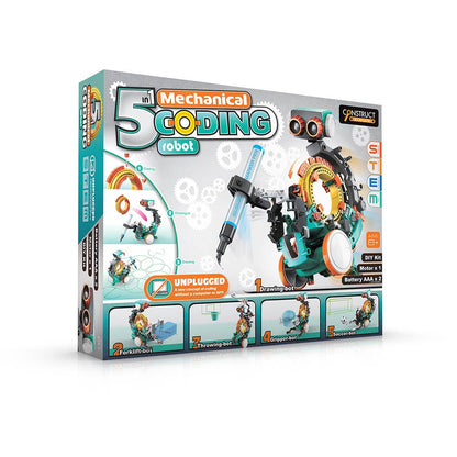 5-in-1 Mechanical Coding Robot STEM Kit | Construct & Create Quirky Turkey Gifts