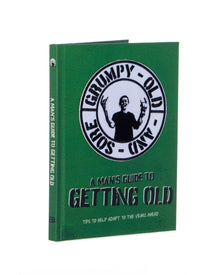 Green funny retirement guide book cover with black logo and “Getting Old” title