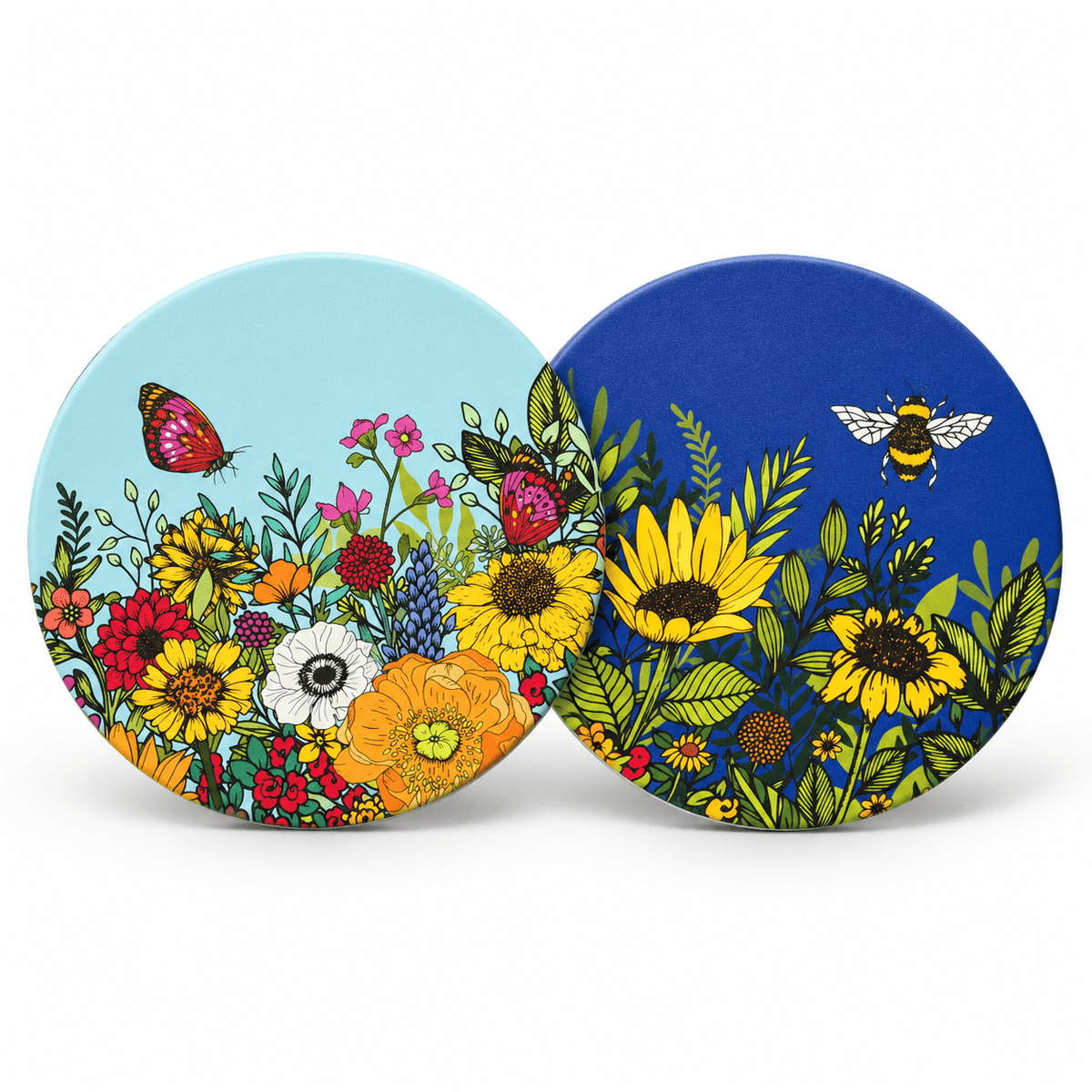 Ceramic Coasters Sunflower Bee Butterfly Flowers Floral Quirky Turkey Gifts