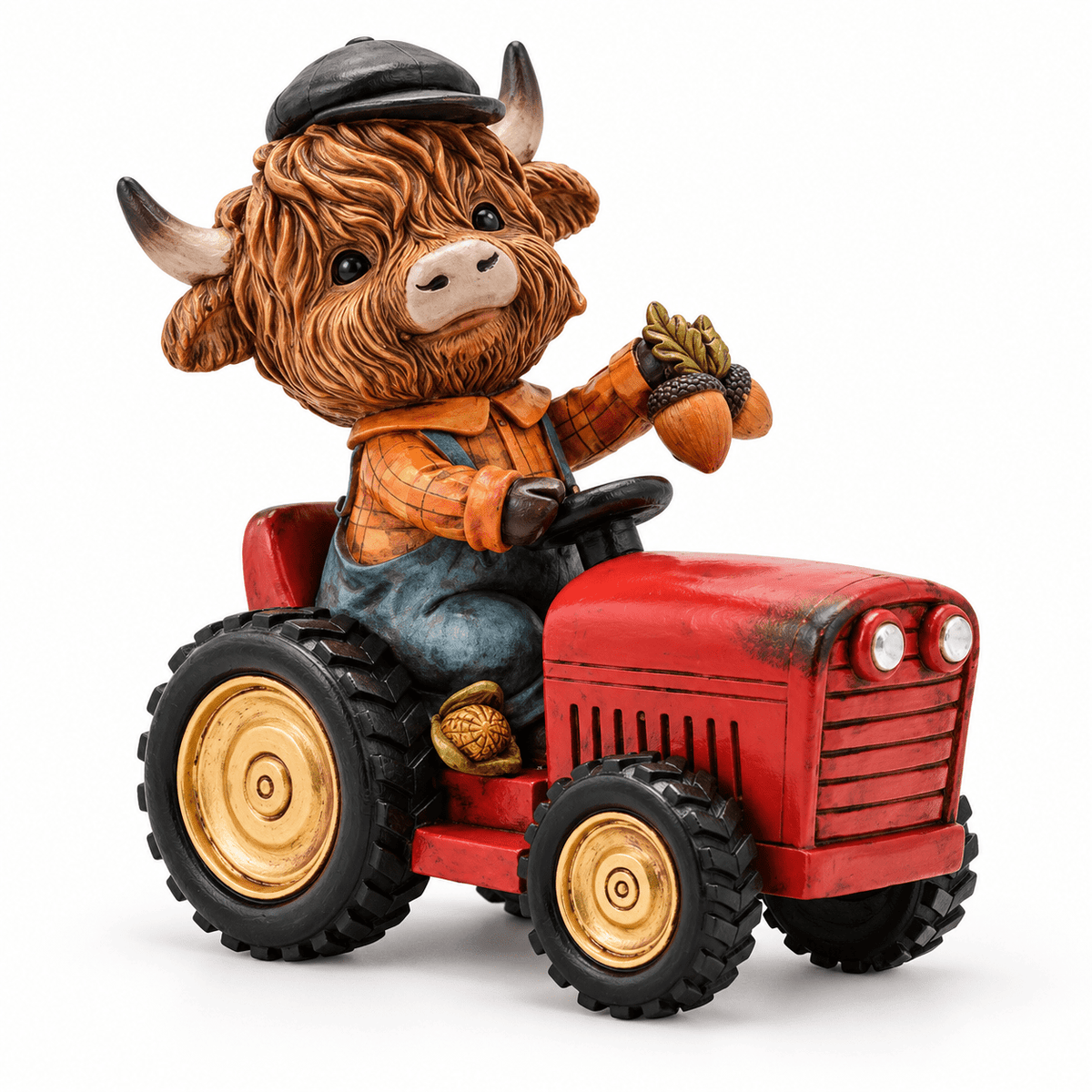 Country Living Highland Cow on Tractor Figurine Quirky Turkey Gifts