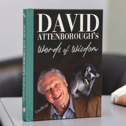 Words of Wisdom gift book with David Attenborough portrait and lemur on cover