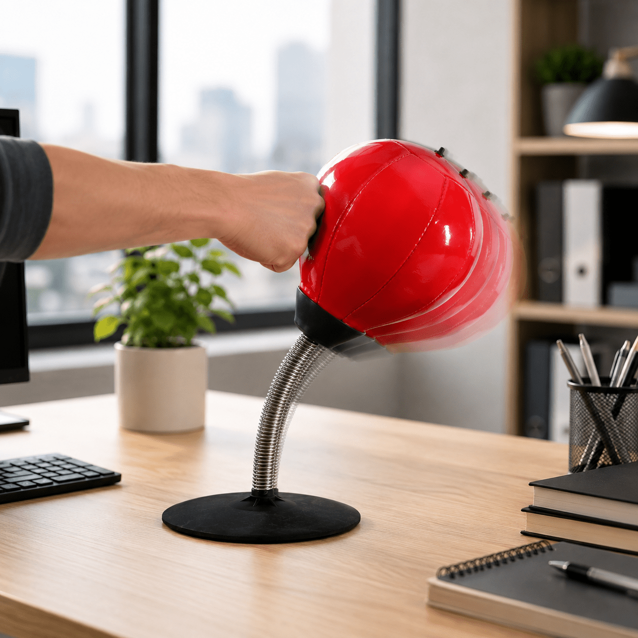 Desktop Punch Bag with Air Pump | Office Stress Relief Desk Toy Quirky Turkey Gifts