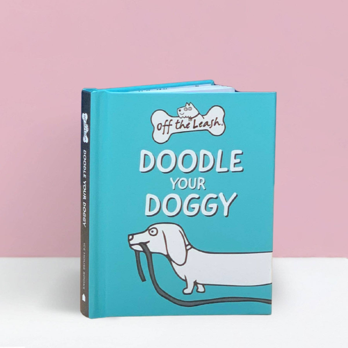 Turquoise doodle your dog gift book with cartoon dog illustration on cover