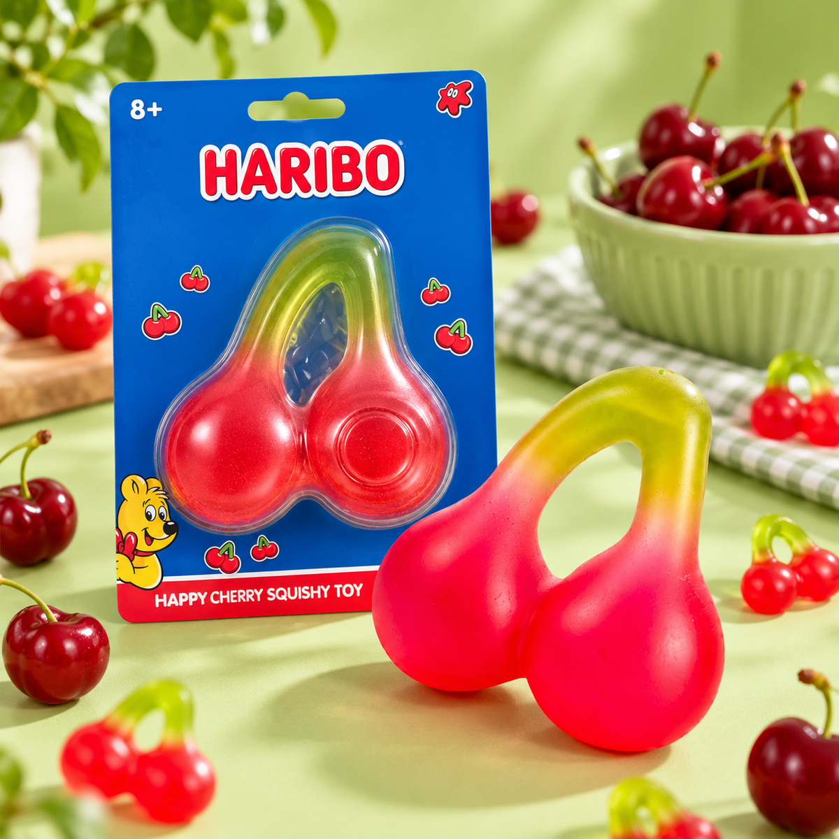HARIBO Happy Cherry Squishy Toy - Maltose-Filled Squishiez Quirky Turkey Gifts
