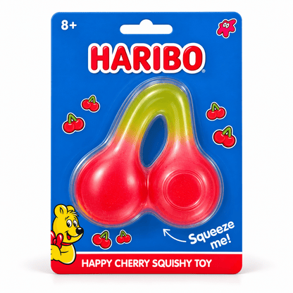 HARIBO Happy Cherry Squishy Toy - Maltose-Filled Squishiez Quirky Turkey Gifts