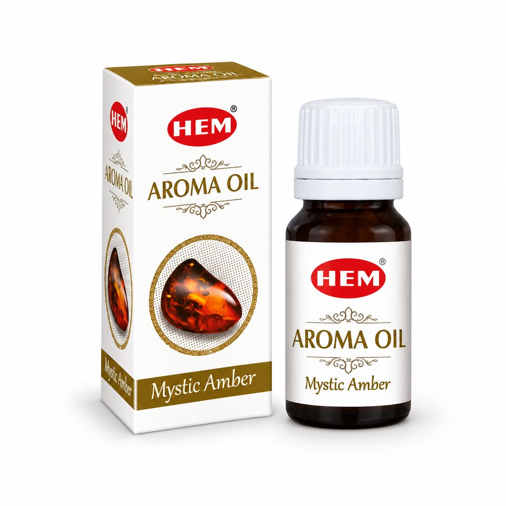 HEM Mystic Amber aroma oil bottle with matching carton