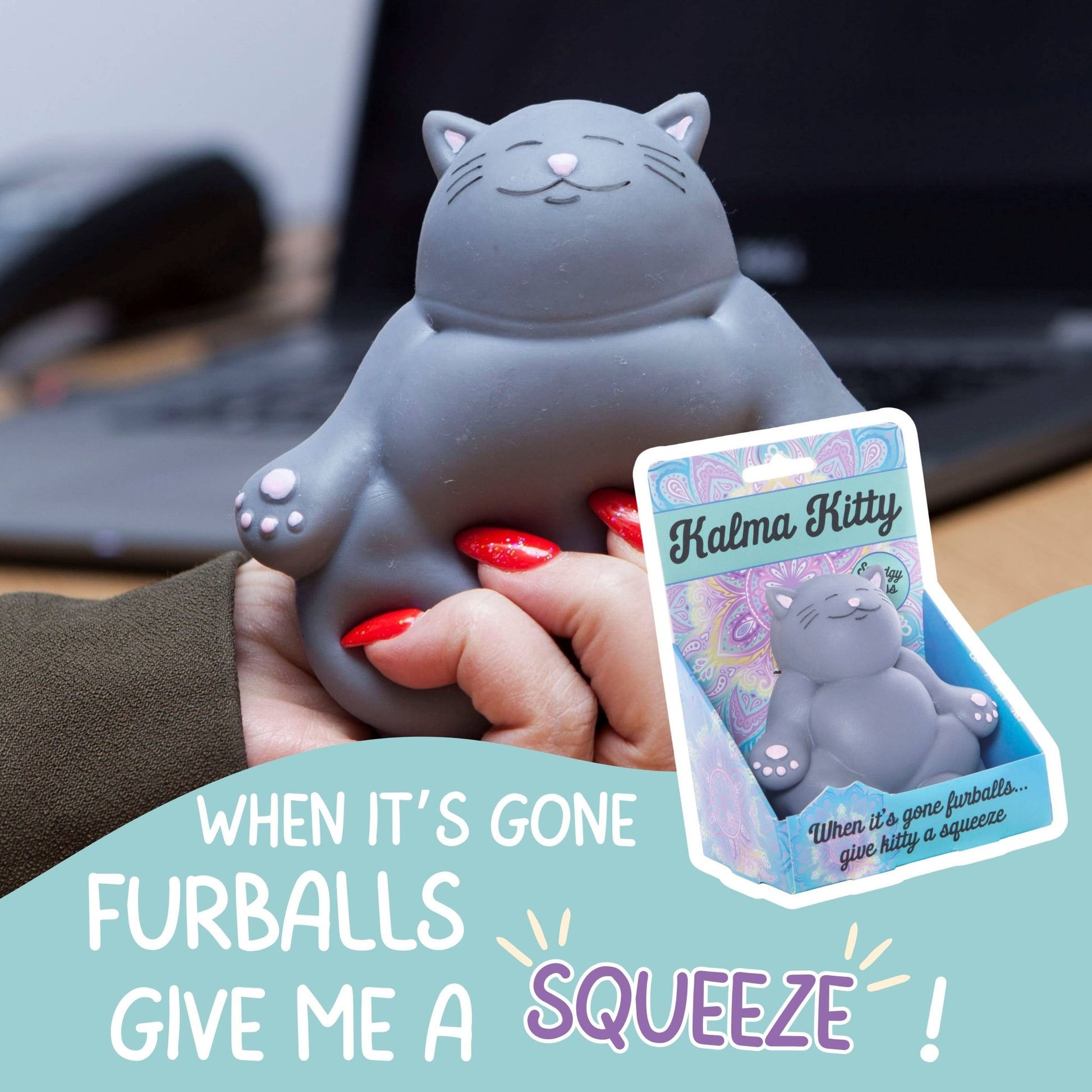 Kalma Kitty Cat Squishy Stress Toy & Fidget Toy | Boxer Gifts Quirky Turkey Gifts