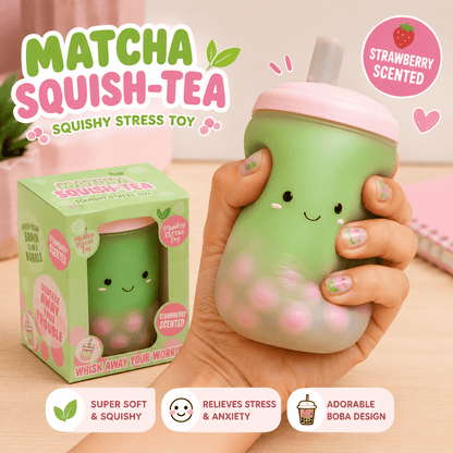 Matcha Squish-Tea Strawberry Scented Boba Squishy Toy Quirky Turkey Gifts