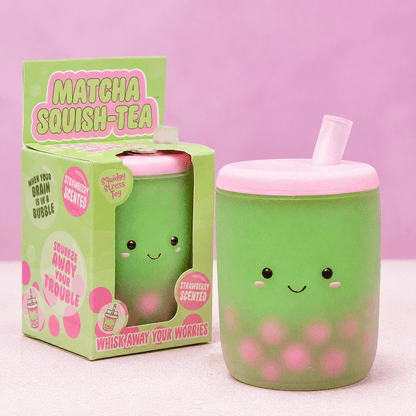 Matcha Squish-Tea Strawberry Scented Boba Squishy Toy Quirky Turkey Gifts