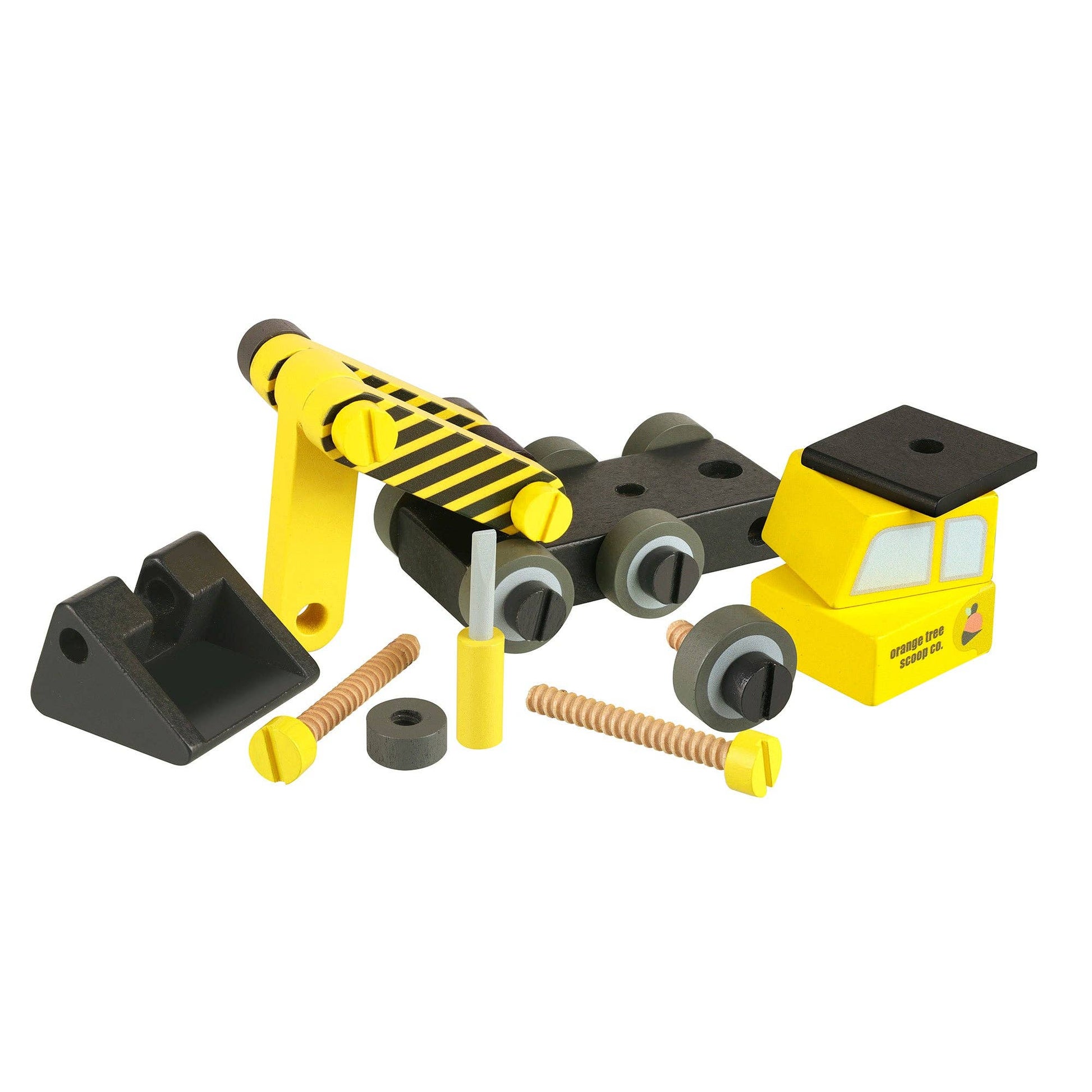 Orange Tree Toys Buildable Wooden Digger – 28 Piece Construction Toy Quirky Turkey Gifts