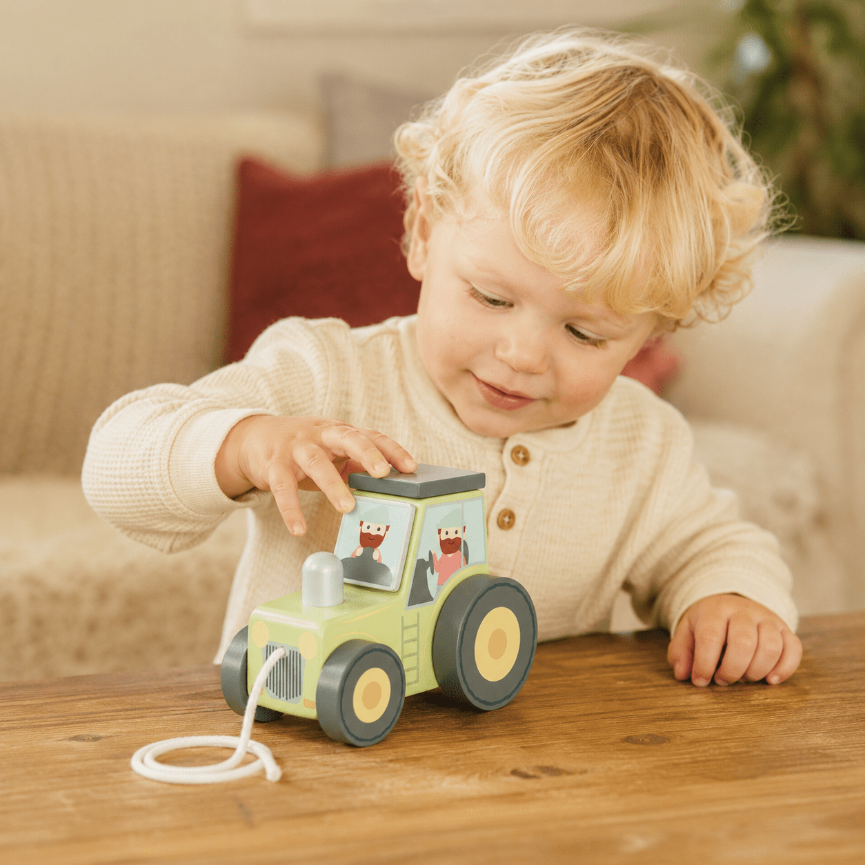 Orange Tree Toys Wooden Farm Tractor – FSC® Push Along Toy Quirky Turkey Gifts