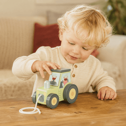 Orange Tree Toys Wooden Farm Tractor – FSC® Push Along Toy Quirky Turkey Gifts