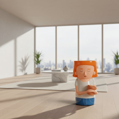 Quirky Turkey Gifts Plant Mum dolomite vase featuring a red-haired lady character with a mini front planter