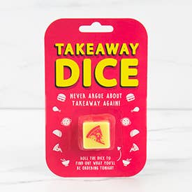 Takeaway dice blister card packaging, red card with yellow logo window