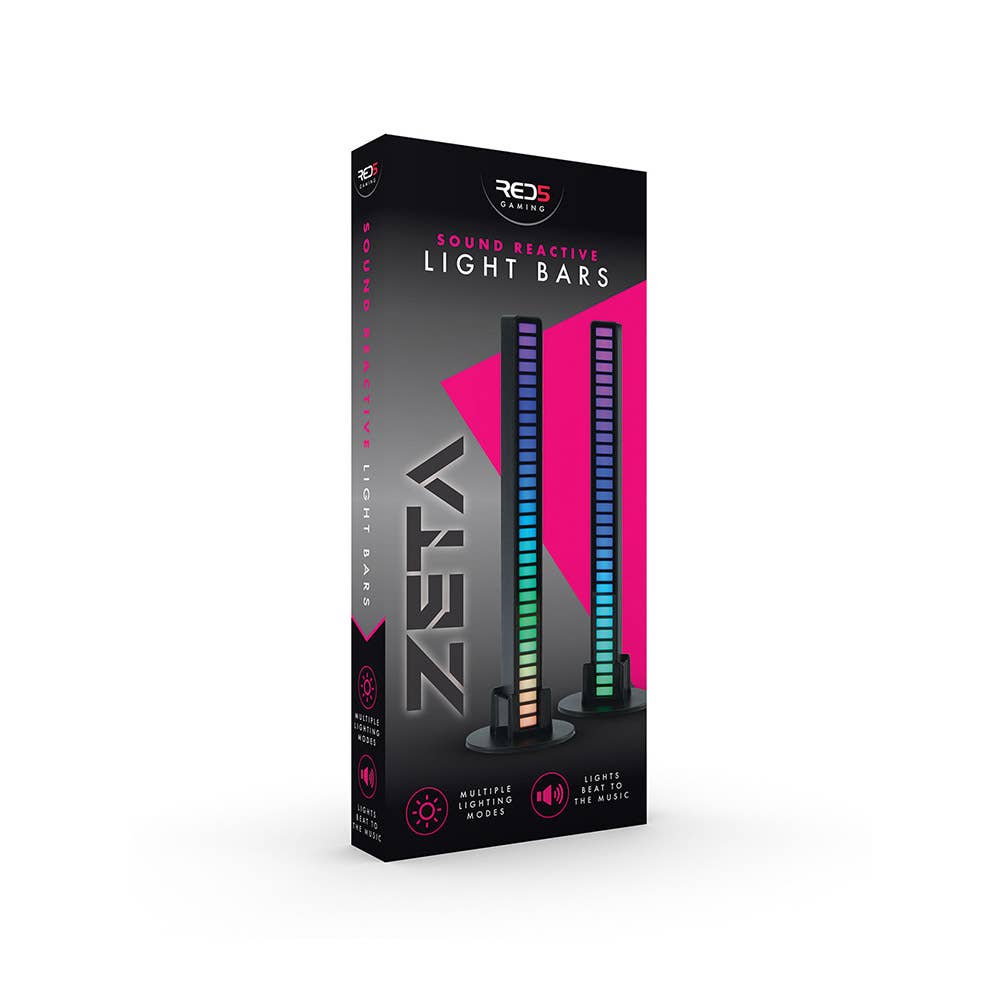 Sound-reactive light bars twin pack retail box, shows two vertical RGB bars