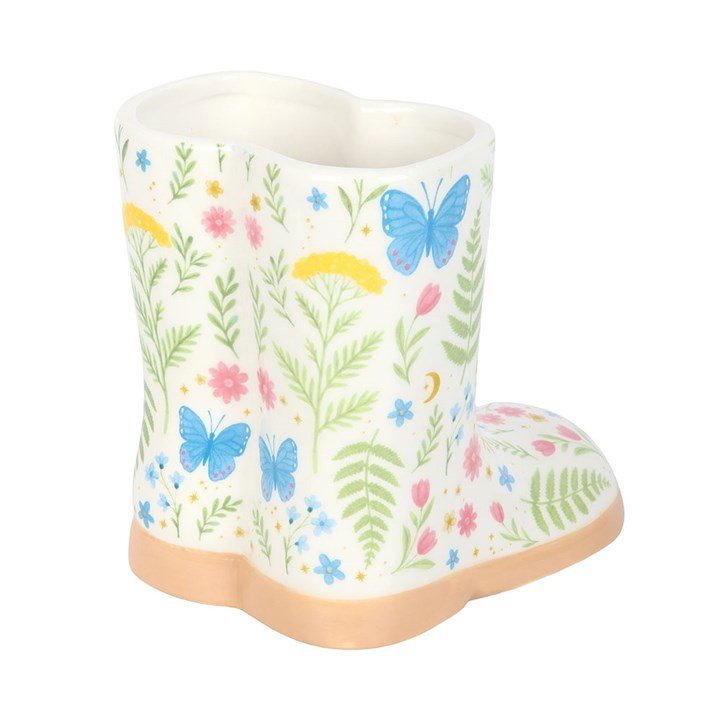 Floral Welly Boot Planter – Ceramic Flower Pot (17cm) for Windowsills Pots & Planters Jones Home & Gifts Quirky Turkey Gifts