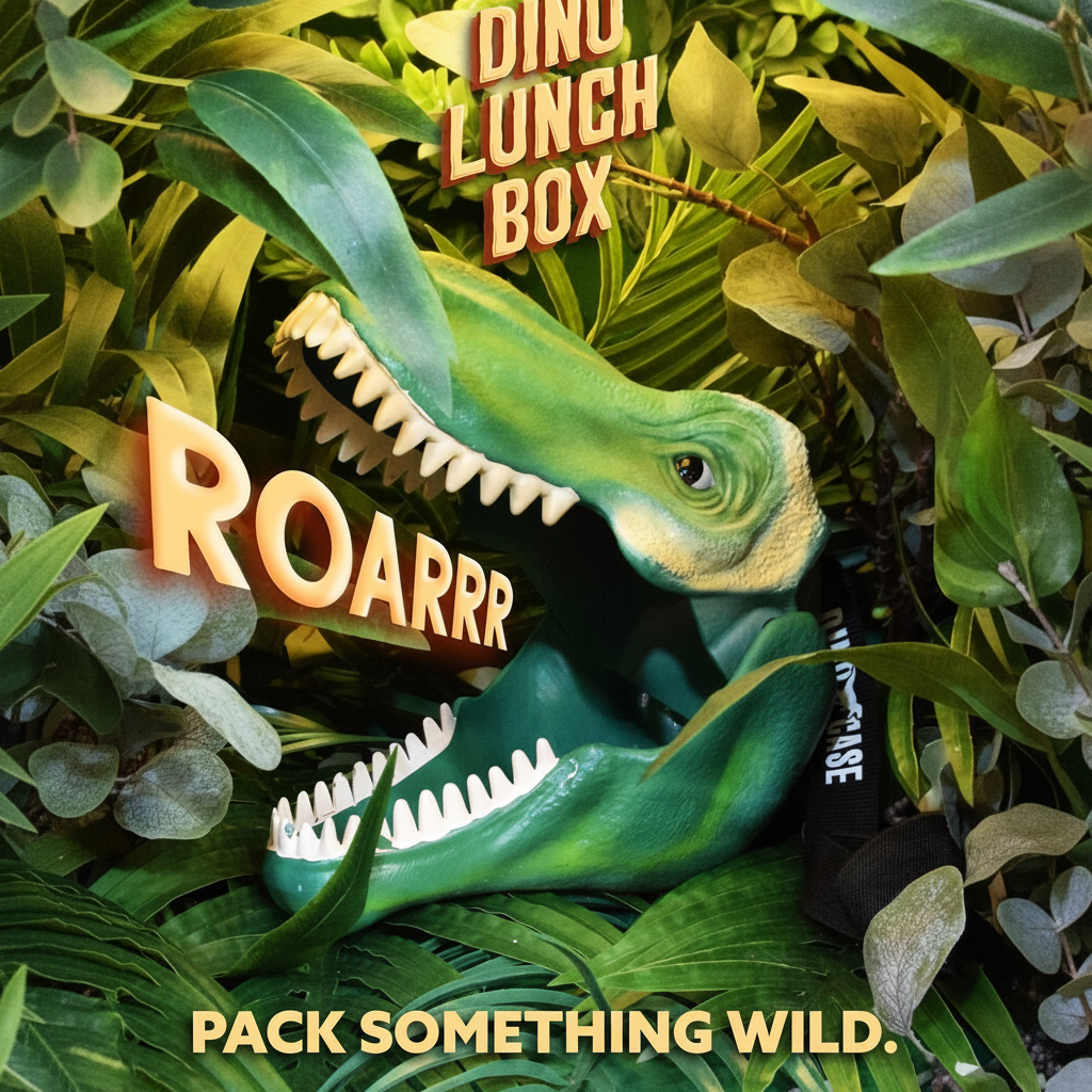 Dinosaur T Rex Lunch Box with Silicone Lining & Handle Dinosaur Lunch Box Luckies Quirky Turkey Gifts