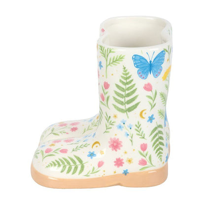 Floral Welly Boot Planter – Ceramic Flower Pot (17cm) for Windowsills Pots & Planters Jones Home & Gifts Quirky Turkey Gifts