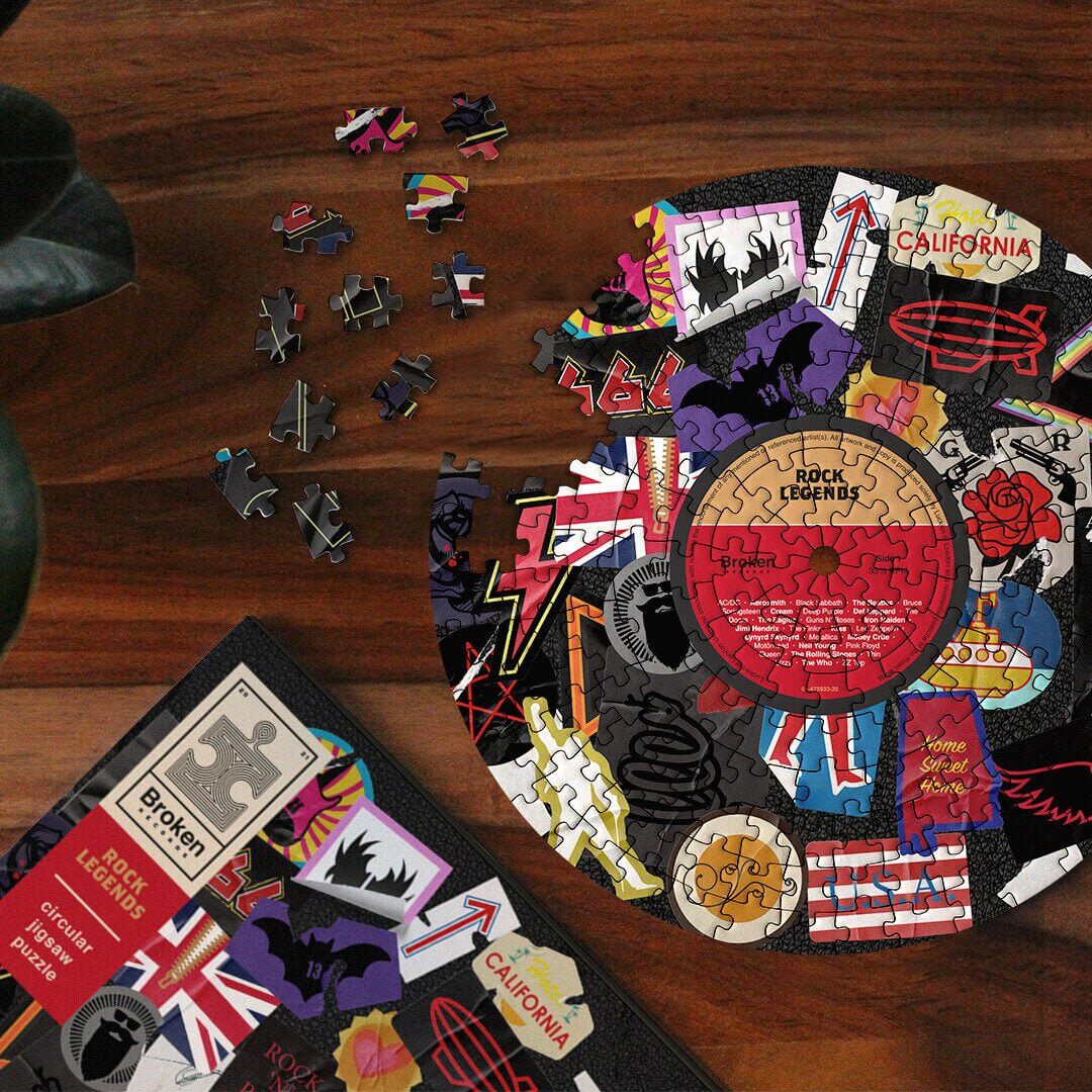 Rock Legends Broken Records, Unique vinyl LP-shaped Jigsaw puzzles Gadgets SuckUK Quirky Turkey Gifts