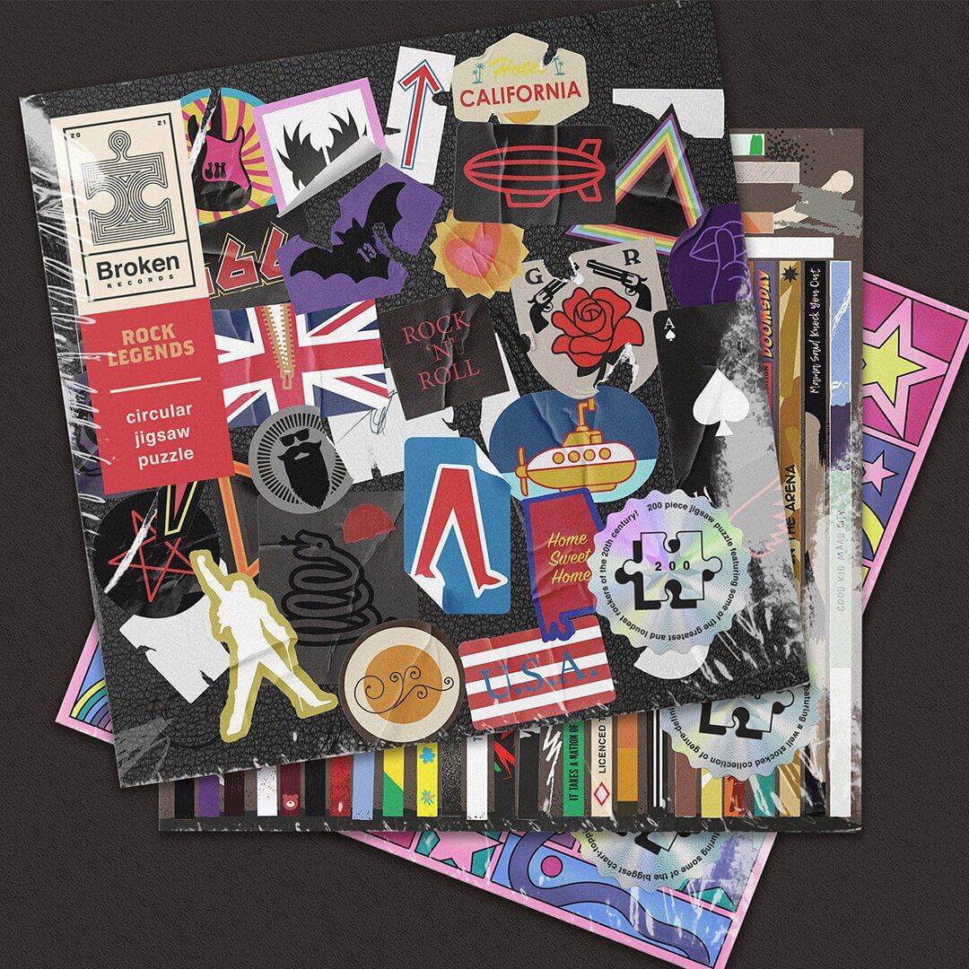 Rock Legends Broken Records, Unique vinyl LP-shaped Jigsaw puzzles Gadgets SuckUK Quirky Turkey Gifts