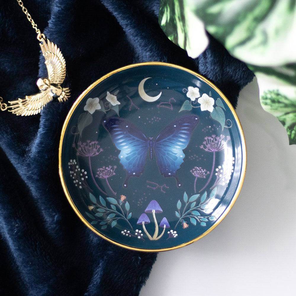 Round Midnight Moth Jewellery, Ring, Key Trinket Dish Trinket Dishes Jones Home & Gifts Quirky Turkey Gifts