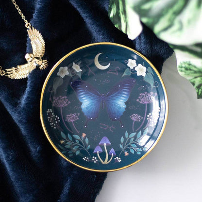 Round Midnight Moth Jewellery, Ring, Key Trinket Dish Trinket Dishes Jones Home & Gifts Quirky Turkey Gifts