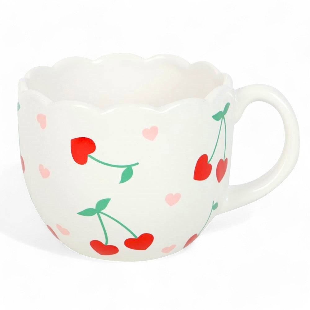 Cherry Scalloped Love Heart Mug | Mothers Day Mugs & Cups Jones Home & Gifts Quirky Turkey Gifts