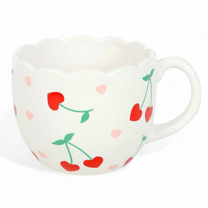 Cherry Scalloped Love Heart Mug | Mothers Day Mugs & Cups Jones Home & Gifts Quirky Turkey Gifts