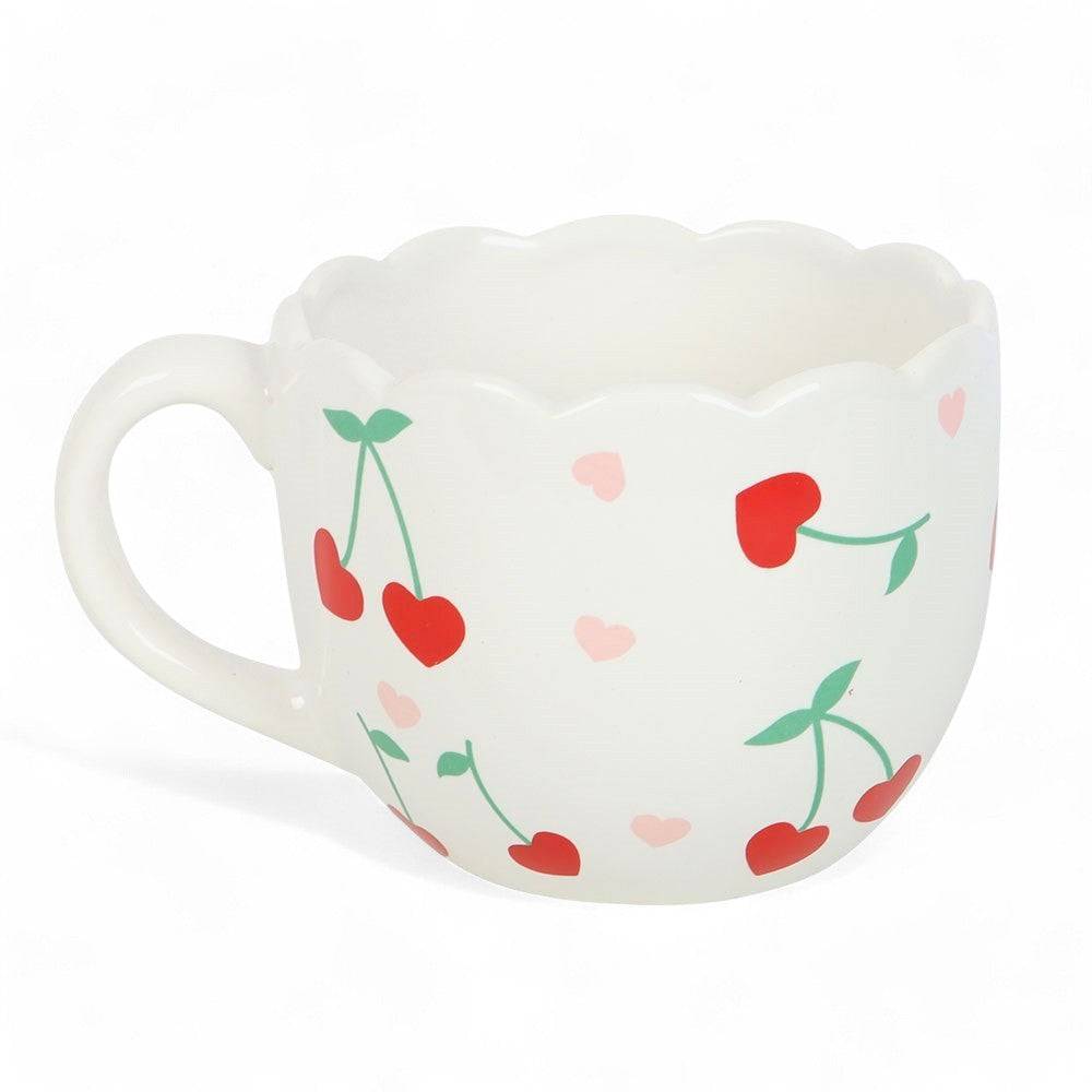 Cherry Scalloped Love Heart Mug | Mothers Day Mugs & Cups Jones Home & Gifts Quirky Turkey Gifts