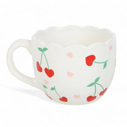 Cherry Scalloped Love Heart Mug | Mothers Day Mugs & Cups Jones Home & Gifts Quirky Turkey Gifts