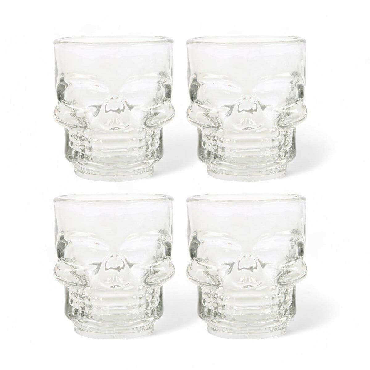 Set of 4 Skull Shot Glasses, Skull Design, Halloween Gift Ware Shot Glasses Puckator Quirky Turkey Gifts