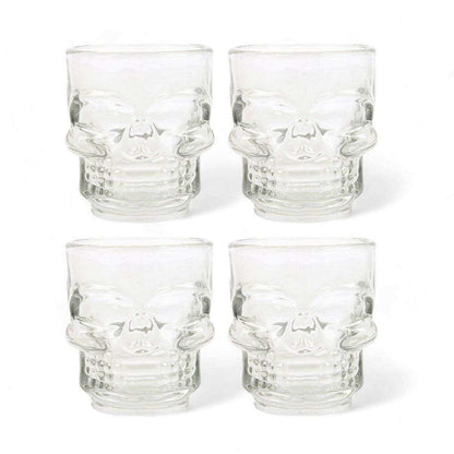 Set of 4 Skull Shot Glasses, Skull Design, Halloween Gift Ware Shot Glasses Puckator Quirky Turkey Gifts