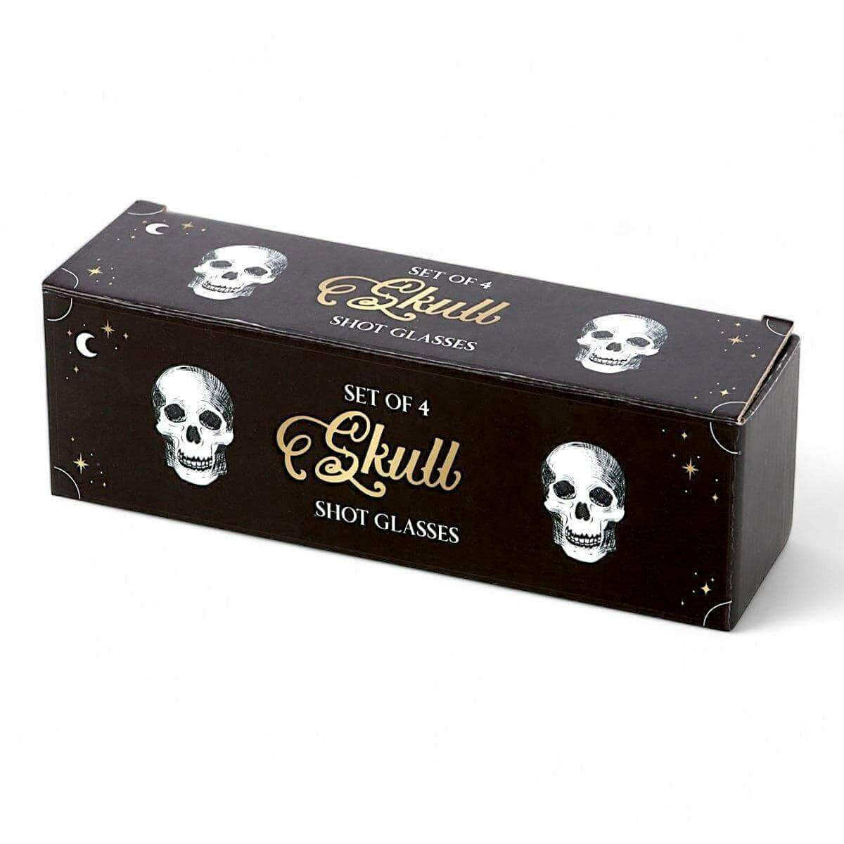 Set of 4 Skull Shot Glasses, Skull Design, Halloween Gift Ware Shot Glasses Puckator Quirky Turkey Gifts