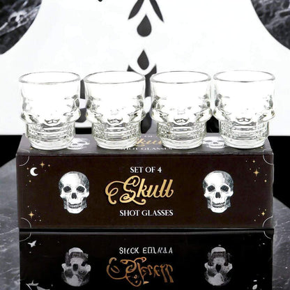 Set of 4 Skull Shot Glasses, Skull Design, Halloween Gift Ware Shot Glasses Puckator Quirky Turkey Gifts