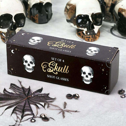 Set of 4 Skull Shot Glasses, Skull Design, Halloween Gift Ware Shot Glasses Puckator Quirky Turkey Gifts