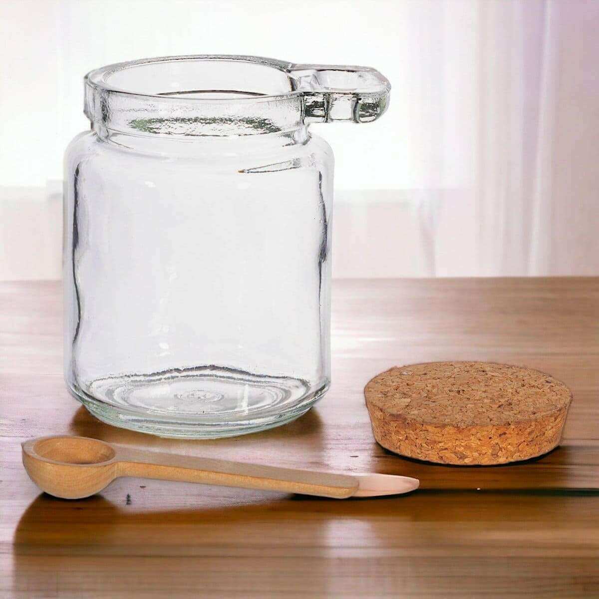 Small Jar With Cork Lid and Bamboo Spoon, Plastic Free, Reusable Food Storage Accessories Sass and Belle Quirky Turkey Gifts