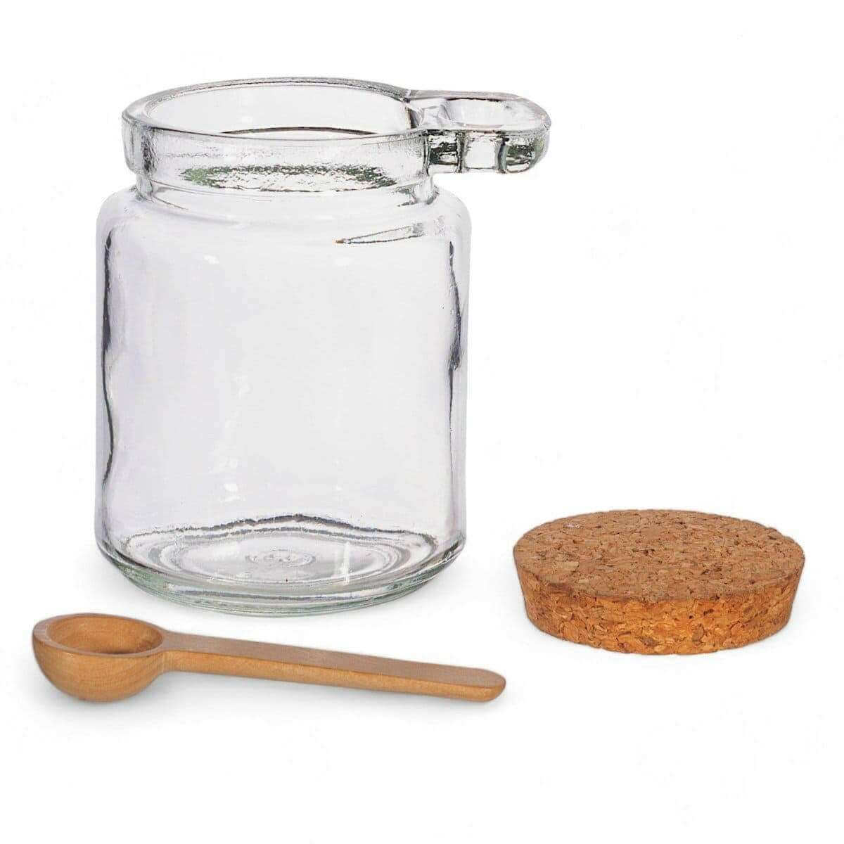 Small Jar With Cork Lid and Bamboo Spoon, Plastic Free, Reusable Food Storage Accessories Sass and Belle Quirky Turkey Gifts