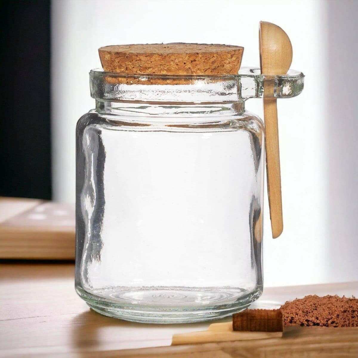 Small Jar With Cork Lid and Bamboo Spoon, Plastic Free, Reusable Food Storage Accessories Sass and Belle Quirky Turkey Gifts