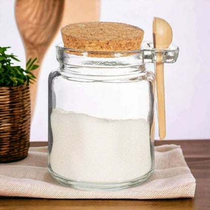 Small Jar With Cork Lid and Bamboo Spoon, Plastic Free, Reusable Food Storage Accessories Sass and Belle Quirky Turkey Gifts
