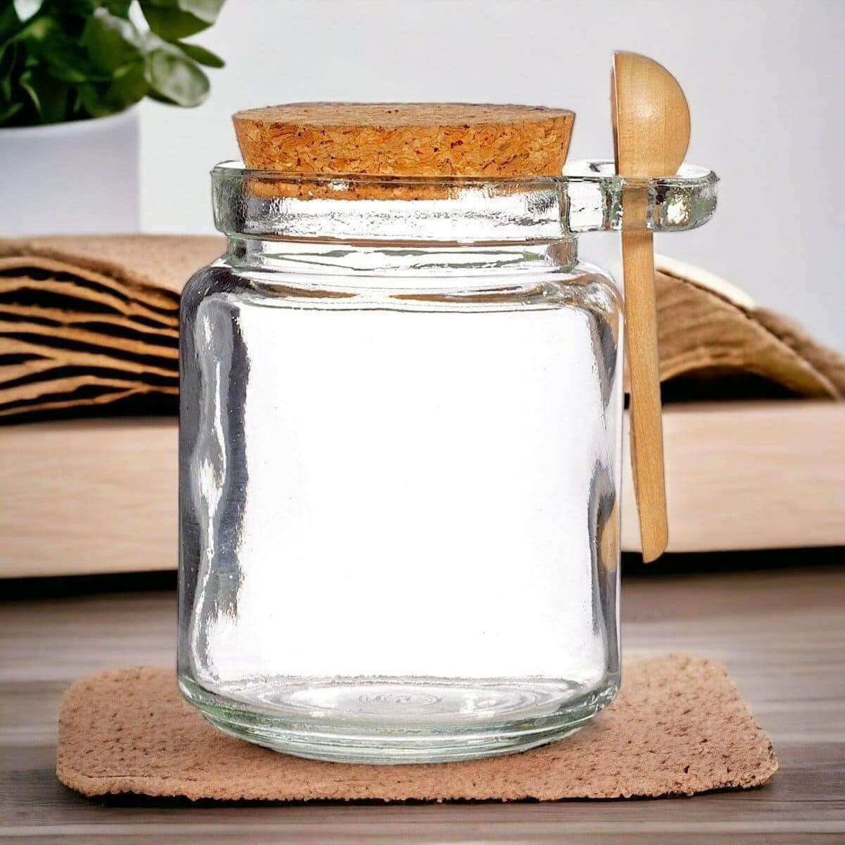Small Jar With Cork Lid and Bamboo Spoon, Plastic Free, Reusable Food Storage Accessories Sass and Belle Quirky Turkey Gifts