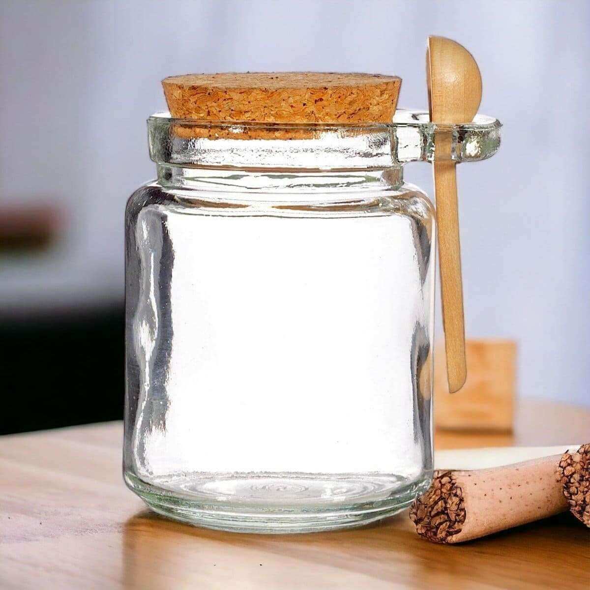 Small Jar With Cork Lid and Bamboo Spoon, Plastic Free, Reusable Food Storage Accessories Sass and Belle Quirky Turkey Gifts